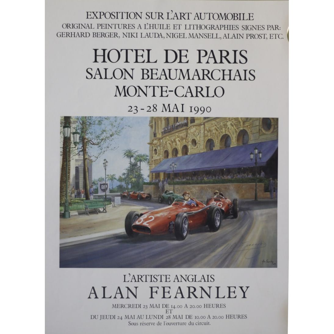 1990 Hotel de Paris Signed by Fangio - Alan Fearnley