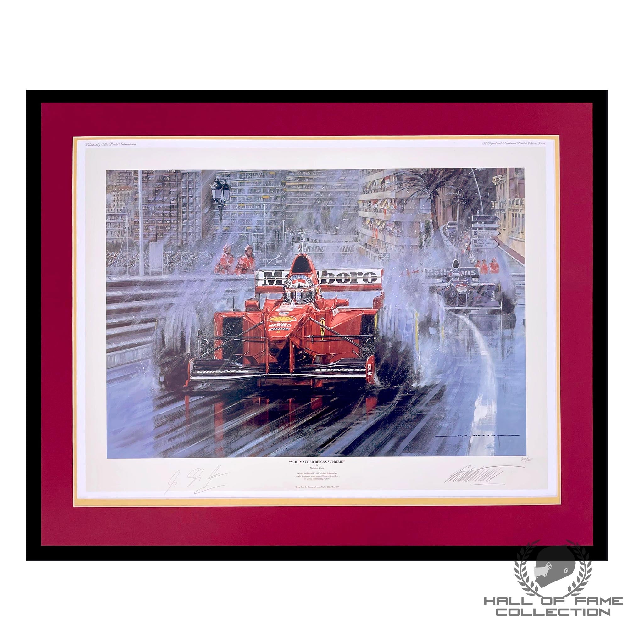 1991 Michael Schumacher Sigend "Schumacher Reigns Supreme" Nicholas Watts F1 Framed Print