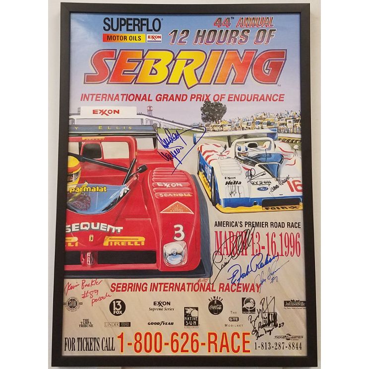 1996 Sebring Poster with multiple signatures