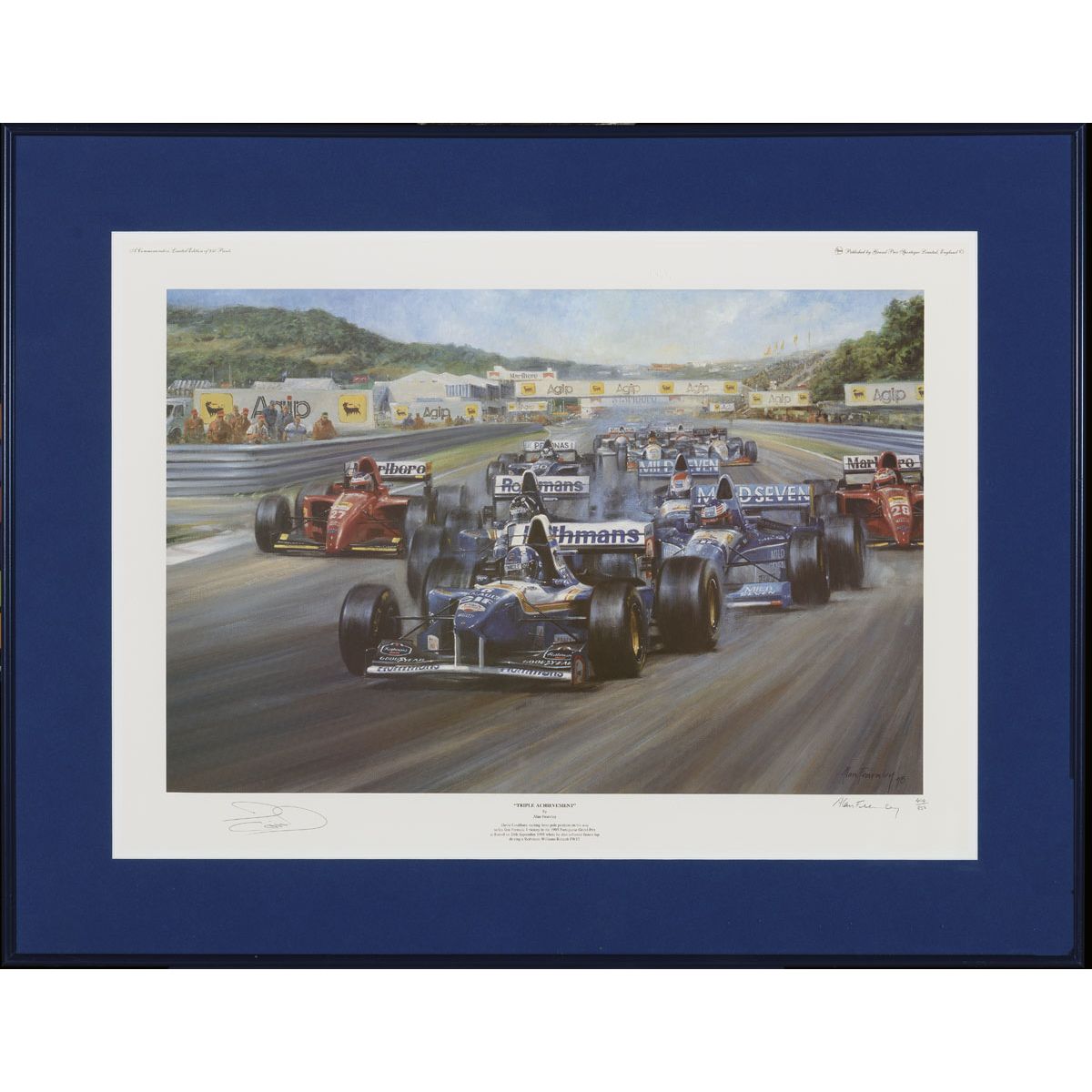 Framed Triple Achievement Signed by Coulthard – Alan Fearnley