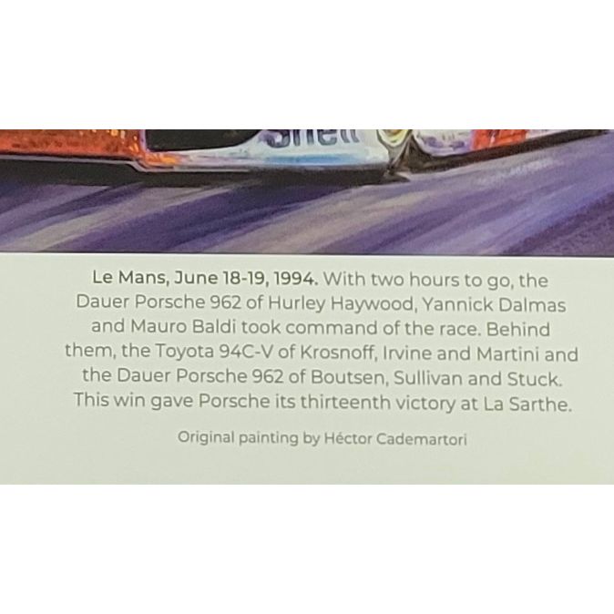 LeMans 1994 Print Signed by Haywood Description Detail