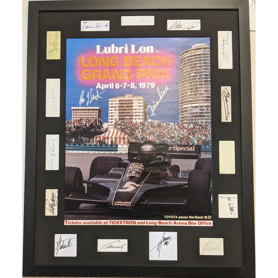 1979 Framed & Glassed Long Beach Poster With 17 Autographs