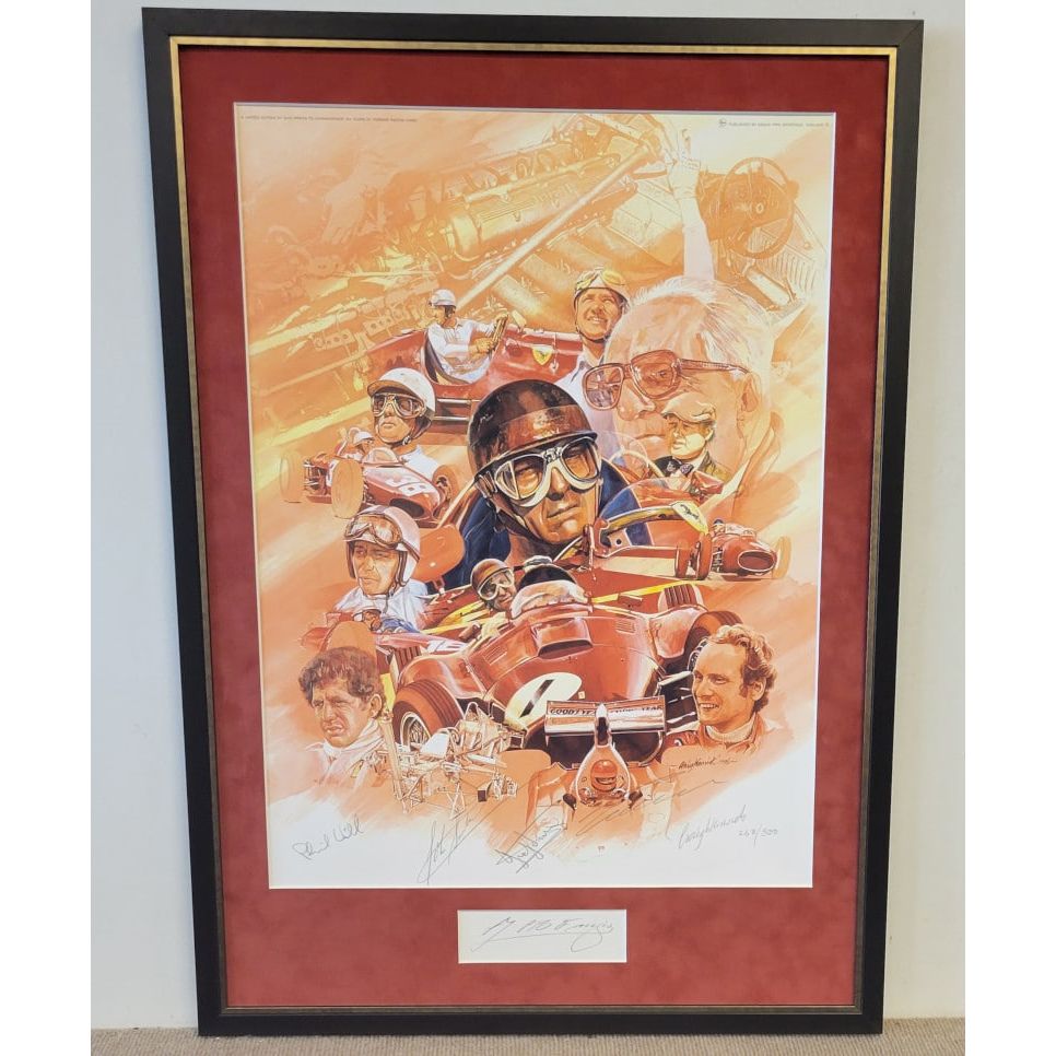 Custom Framed Ferrari Anniversary with 5 Signatures - Warwick
