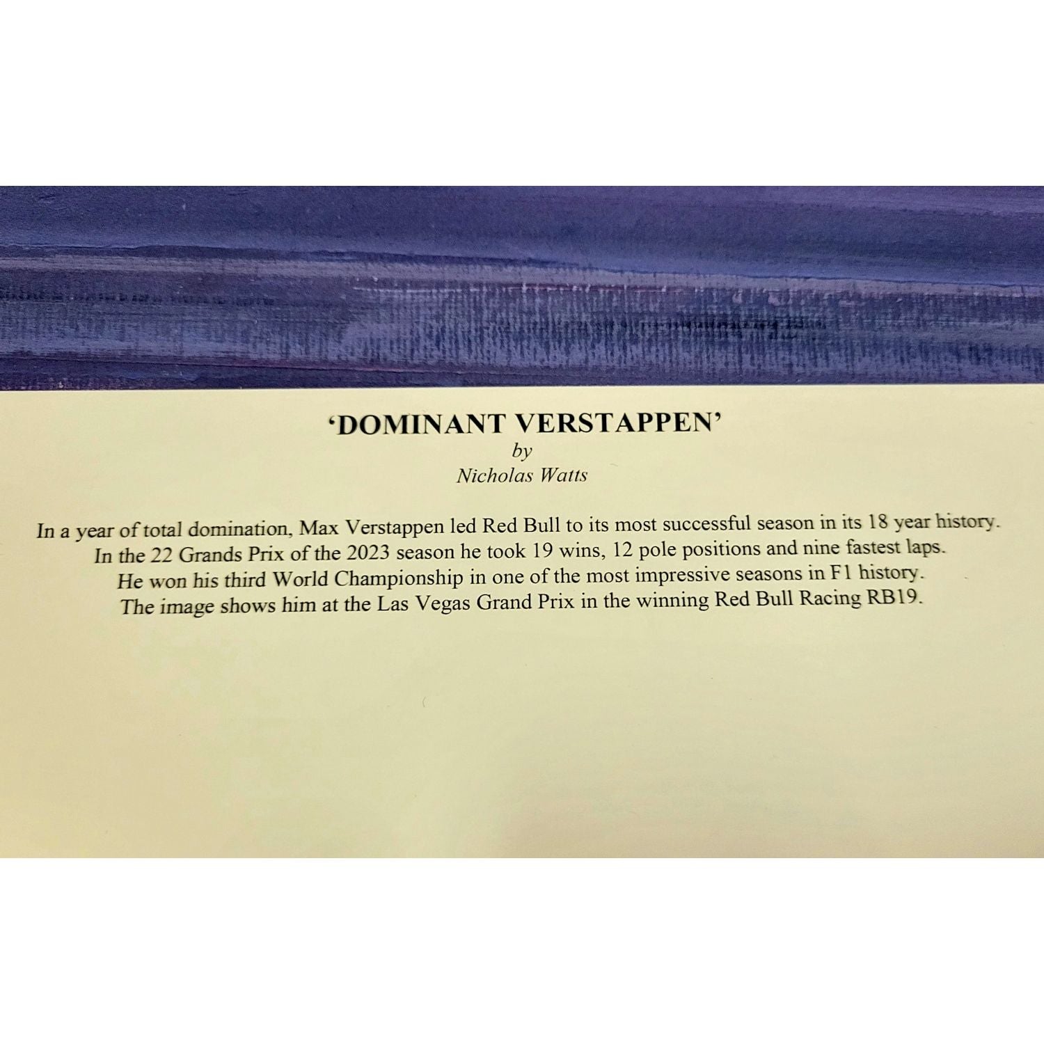 Dominant Verstappen Text Detail - Nicholas Watts