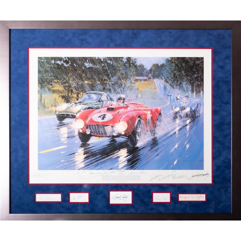 Framed Le Mans 1954 with 14 Autographs