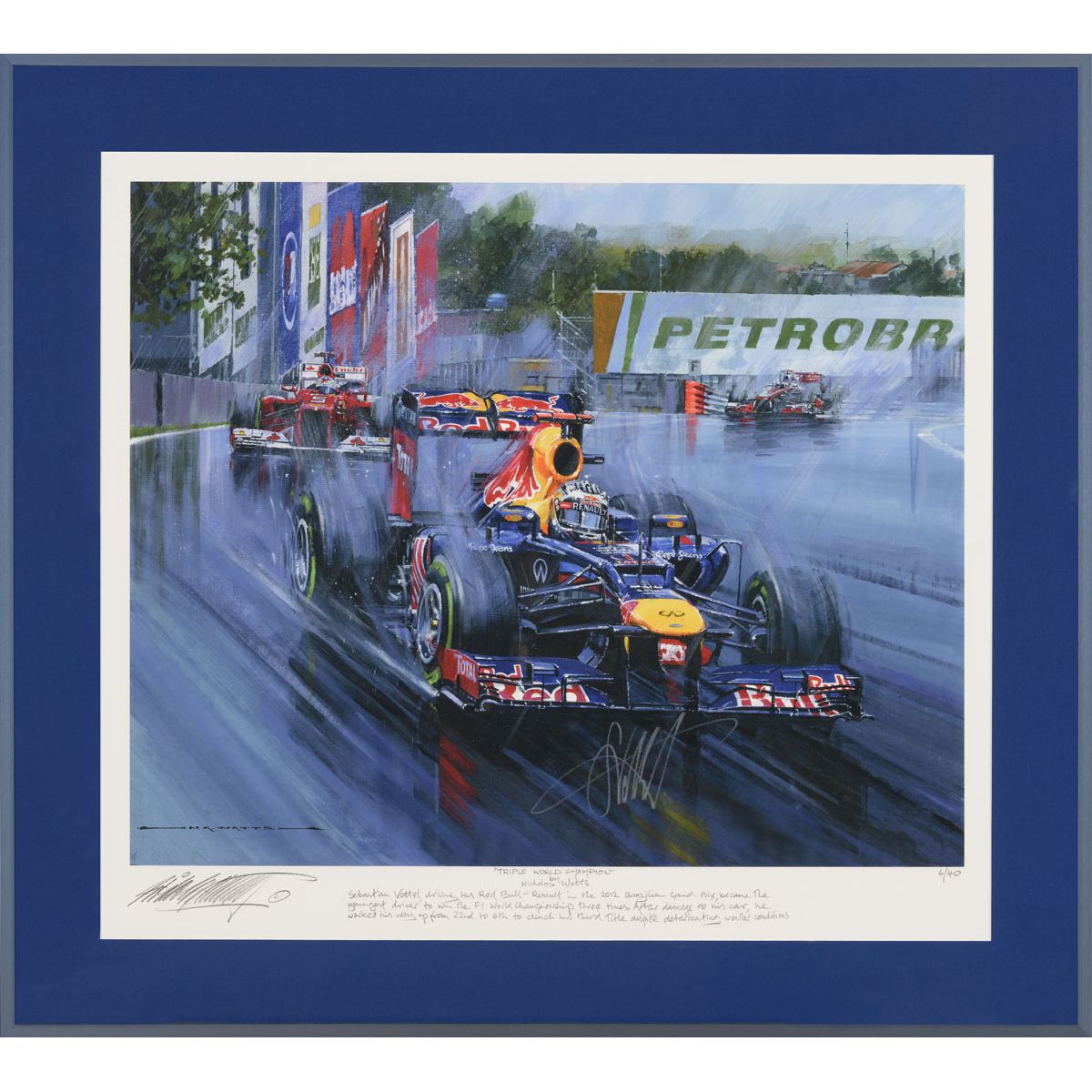 Framed Triple World Champion Signed by Vettel - Nicholas Watts
