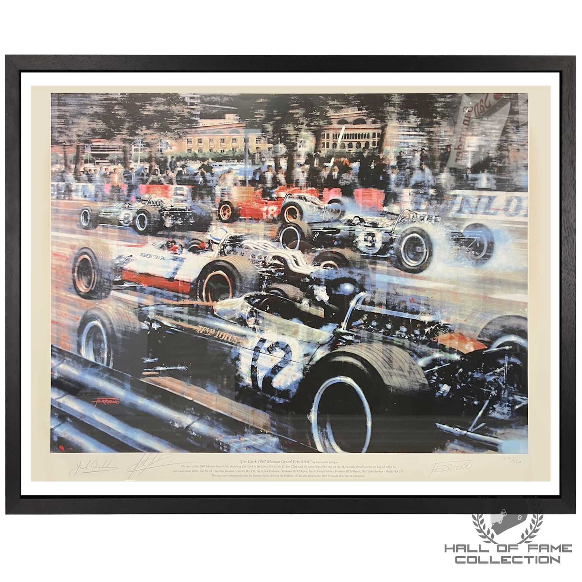 Jim Clark 1967  Monaco Grand Prix Start Signed by Brabham & Surtees