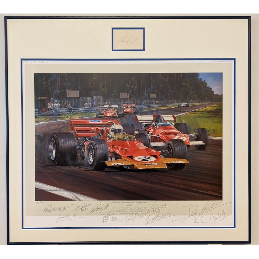 Tribute To Jochen Rindt Framed with Jochen Rindt autograph