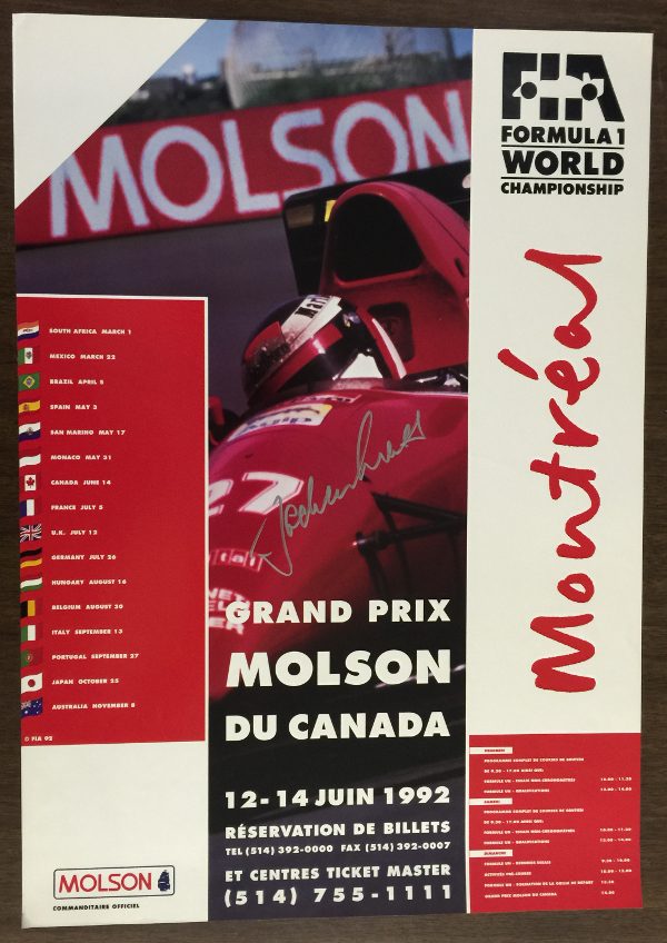 1992 Canada GP Poster Autographed by Jochen Mass