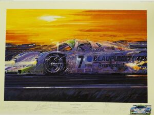 Daytona Porsche Autographed Print by Nicholas Watts