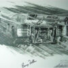 Wall art signed memorabilia of auto art LandM Porsche Nicholas Watts in Pencil
