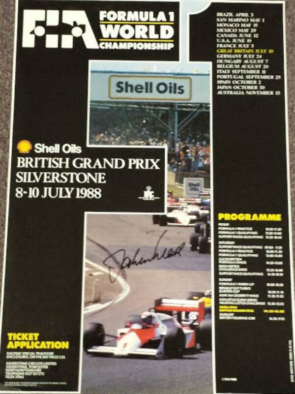 British Grand Prix 1988 at Silverstone Signed by Mass