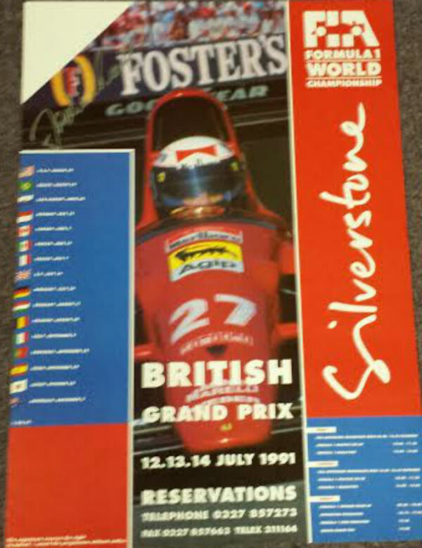 British Grand Prix 1991 at Silverstone Signed by Mass