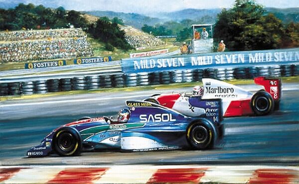 First Podium Signed by Barrichello & Jordan