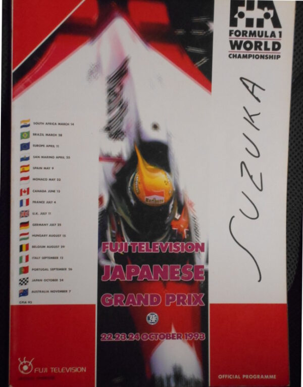 1993 Japanese GP Program Signed by Senna + 3 more