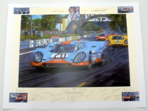 Le Mans Steve McQueen Print Signed by 21 Drivers