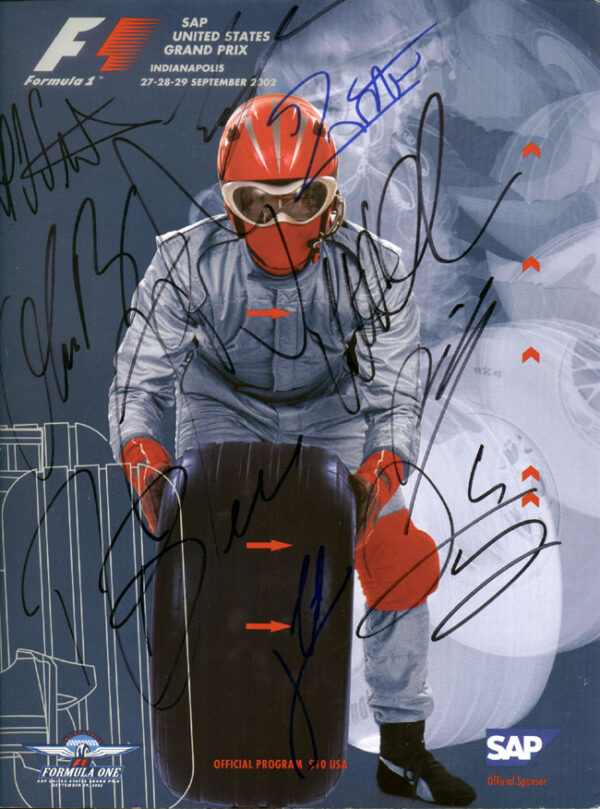 2002 US Grand Prix Program Signed by Button, Irvine + 8 More Drivers