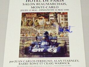 Monaco Hotel De Paris 1999 Signed by Jackie Stewart