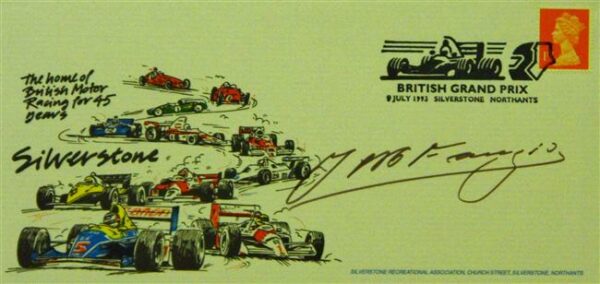 Fangio Autographed Silverstone Envelope