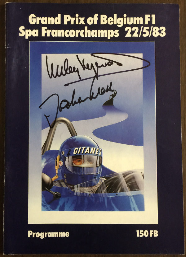 1983 Belgium GP Program Signed by Haywood & Mass