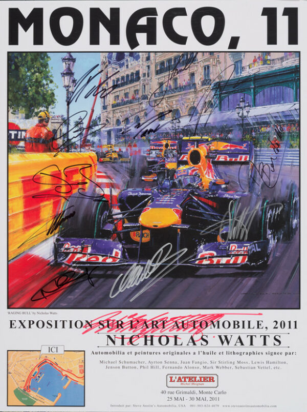 Monaco '11 Poster Available Signed by Vettel, Rosberg, Hamilton + 8 more