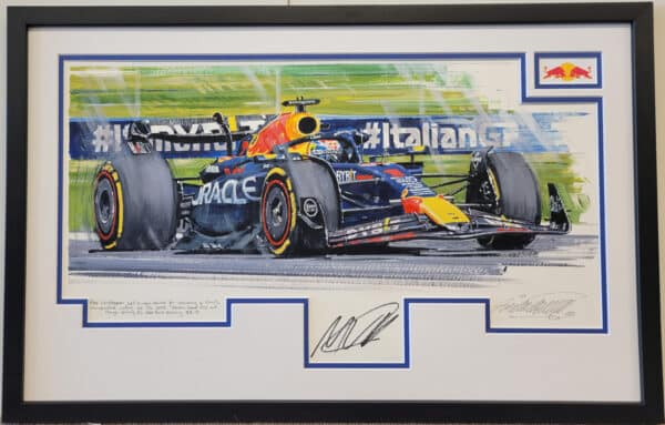 Verstappen Autographed 2023 Italian GP Framed Painting - Nicholas Watts
