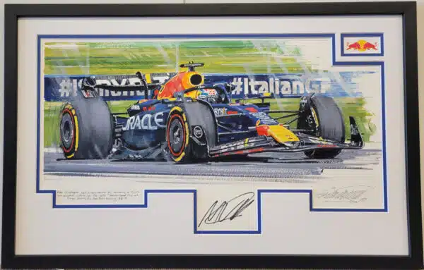 Verstappen Autographed 2023 Italian GP Framed Painting - Nicholas Watts