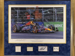 Dominant Verstappen Framed Print #1 with 4 Autographs
