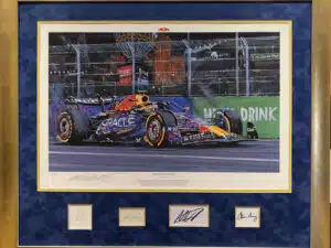 Dominant Verstappen Framed Print #1 with 4 Autographs