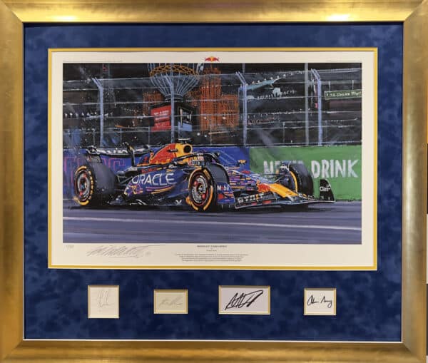 Dominant Verstappen Framed Print #1 with 4 Autographs