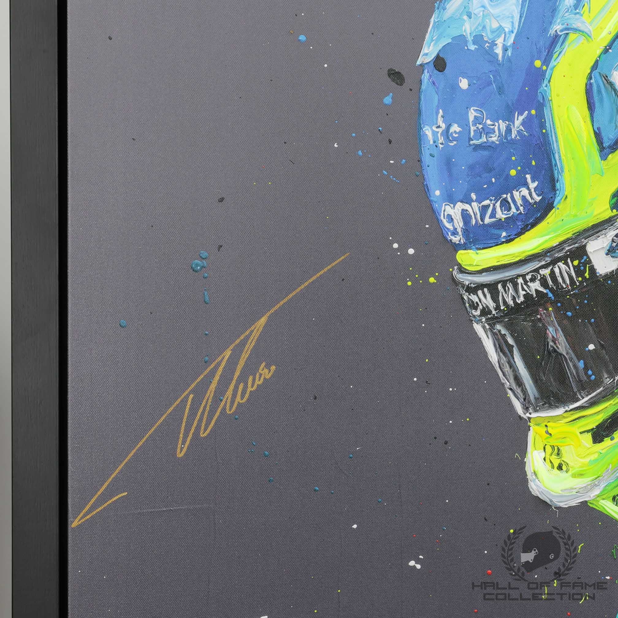 2023 Fernando Alonso Signed Aston Martin Hand Embellished Portrait Print Paul Oz Artwork - Image 4